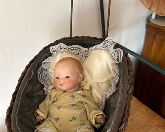 Vintage Armand Marseille Baby doll from Germany. Does not come with a carrier.