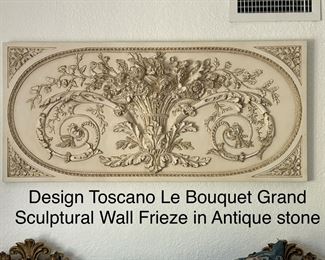 Design Toscano Le Bourguet Grand sculptural wall frieze in antique stone