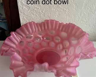 Fenton pink coin dot bowl