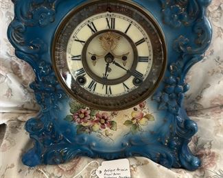 Antique Ansonia Royal Bonn Victorian porcelain mantle clock