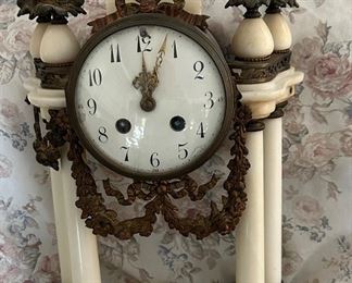 Antique marble/bronze French Louis XVI style mantle clock