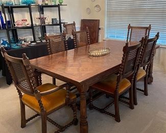 Dining Table with 2 Leaves and 8 Chairs