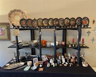 Silver Plate, Pewter, Russian Decorative Plates (set of 12), Religious Figurines, etc.