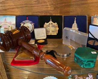 Political memorabilia, Texas Capital Christmas ornaments.