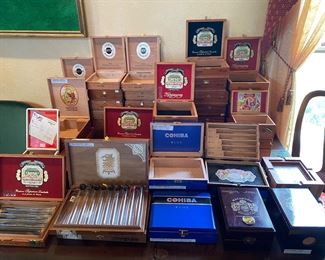 Cigar boxes, rings, ashtrays, lighters, humidors.