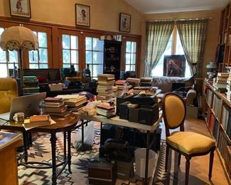 Library/study where the camera and movie book collection are stored