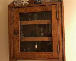 Antique Oak Medicine Cabinet, Perfume Bottle Collection