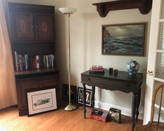 Inlaid Bookshelf Cabinet w/ Keyboard Drawer