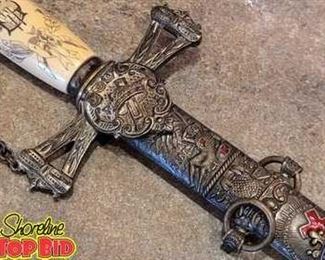9TH CENTURY BEAUTIFUL ANTIQUE MASONIC FREEMASON FRATERNAL NIGHTS TEMPLAR CEREMONIAL SWORD