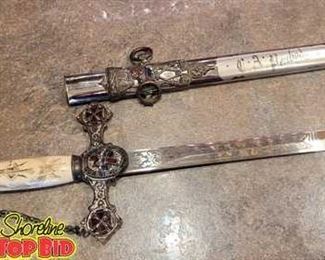 19TH CENTURY BEAUTIFUL ANTIQUE MASONIC FREEMASON FRATERNAL NIGHTS TEMPLAR CEREMONIAL SWORD