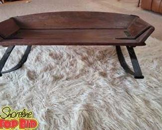 Antique Primitive Wood Horse Drawn Buckboard Carriage Buggy Wagon Sleigh Bench Seat