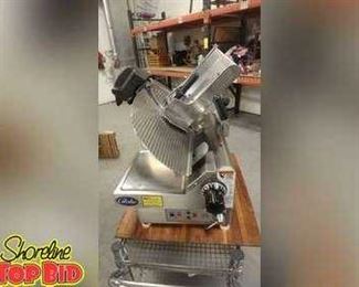 Globe Automatic or Manual Stainless Steel Meat Slicer with Sharpener, Like New Condition