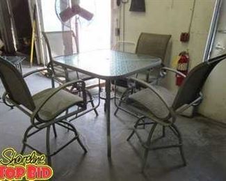 High Top Patio Table with 4 Swivel Hightop Chairs