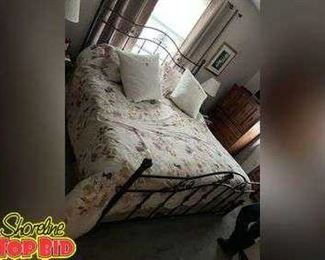 King Size Metal Bed, Includes Mattress and Box Spring