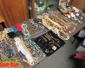 Large Costume Jewelry Lot with Mens Jewelry Box