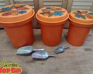 Mid century modern Rubbermaid canister set