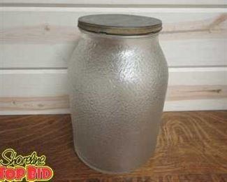 Rare One Gallon Vintage Orange Peel Textured Glass Jar With Lid, Great Condition