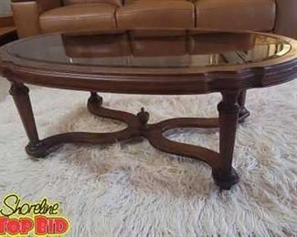 Rare Signed and numbered Ethan Allen Oval Cocktail Table, Circa 1984.