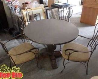 round table set wrought iron chairs