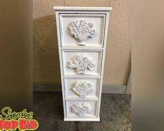 Solid Wood 4 Drawer Hand Painted Storage Cabinet
