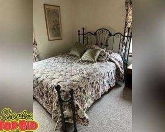 Very Nice Queen Size Green Wroght Iron Bed includes Mattress and Box Spring