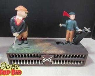 Vintage Cast Iron Golf Birdie Putt Mechanical Bank