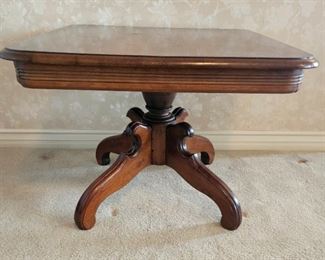 7.  $125.00.  Cut down occasional side table.  Renaissance Revival style.  22" x 28" x 28" 