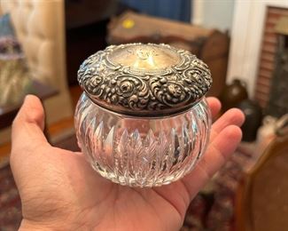 A Victorian period blown and cut glass boudoir jar from the 1890's