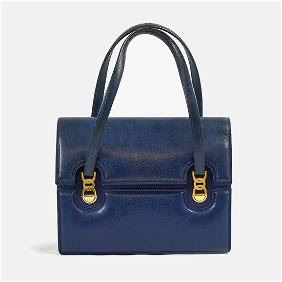 GUCCI Vintage 1960's Navy Blue Leather Handbag
