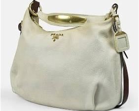 PRADA pebbled leather Zip Top Hobo Shoulder Bag