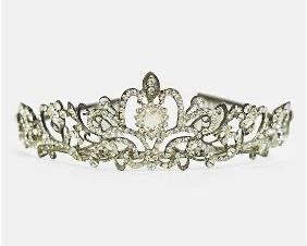 PRINCESS TIARA 1960s Silver Rhinestone Costume Hair Jewelry