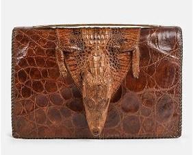 ALLIGATOR CLUTCH 1950's Clutch HandBag