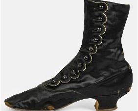 VICTORIAN Antique Black Silk Button Boots Size Small