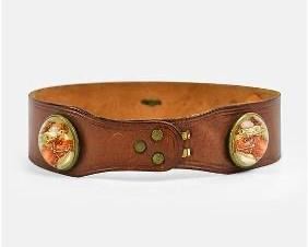VINTAGE Horsebit 1960s Roger Van S Leather Belt Custom Made & Signed Equestrian Style