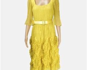 CHIFFON Vintage Ruffled Belted Dress