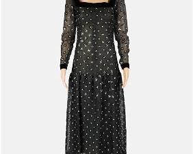 GIVENCHY Lace Beaded Flower Sheer Evening Dress