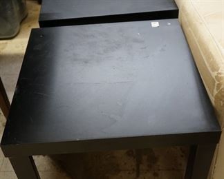 TWO BLACK END TABLES