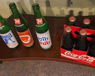 Bicentennial and Cleveland Browns 7-Up bottles