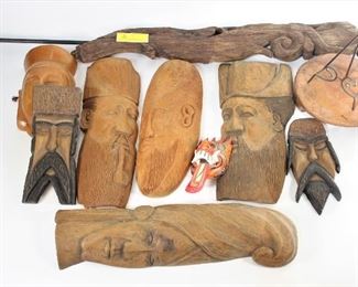 Asiatic Carved Wood Faces