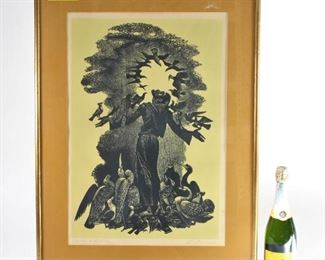 Fritz Eichenberg Sermon to the Birds Wood Block