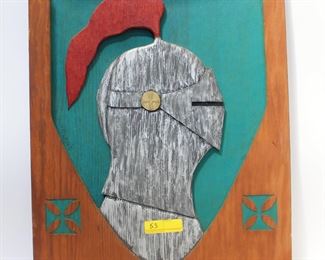 Carved Wood Heraldic Plaque