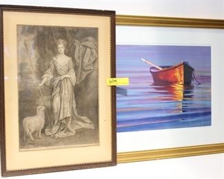 2PC Woman Etching & Boat Print