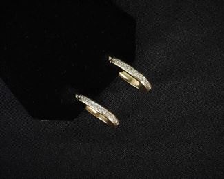 22: PR 14K Gold & Diamond Hoop Earrings