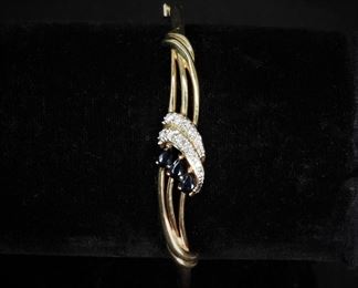 23: 14K Gold Sapphire & Diamond Bracelet