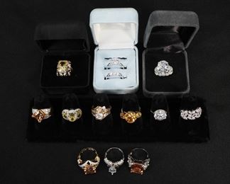 45: 13PC Estate Sterling Silver Rings