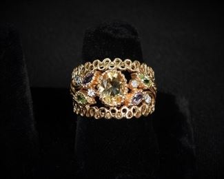 55: 14K Gold Multi Stone Estate Ring