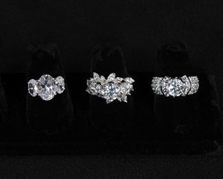 58: 3PC 14K Gold & CZ Estate Rings
