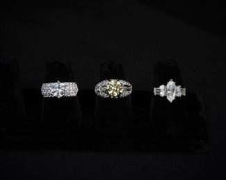 59: 3PC 14K Gold & CZ Estate Rings