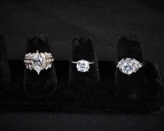 60: 3PC 14K Gold & CZ Estate Rings