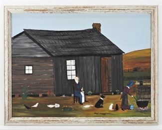 73: Essie Ward Soap Making Folk Art Genre Painting